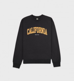 Men's Sporty And Rich California Crewneck Sweatshirts Black | kBYIBdP7sUf