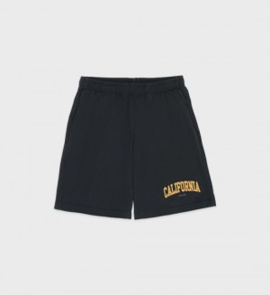 Men's Sporty And Rich California Gym Shorts Black | 2RIIFfCMLkV