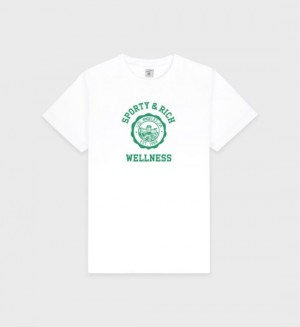 Men's Sporty And Rich Emblem White/Verde T Shirts White | Wo48Ldbdpji