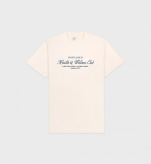 Men's Sporty And Rich H&W Club T Shirts Cream / Navy | JGn9SS73gKm