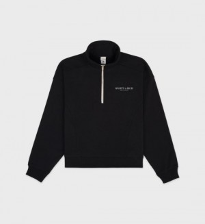 Men's Sporty And Rich Made In California Quarter Zip Sweatshirts Black | 98XoVDpvzNG