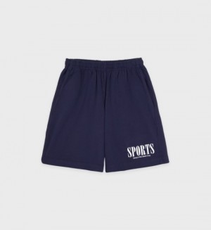 Men's Sporty And Rich Sports Gym Shorts Navy | N4bvaKJRF50