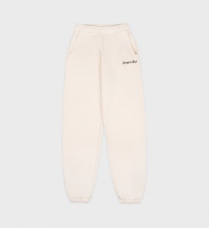 Men's Sporty And Rich Syracuse Embroidered Sweatpants Cream | PACboLDRevP