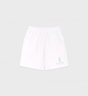 Men's Sporty And Rich Vendome Gym Shorts White / Olive | CHC97qcH0jY