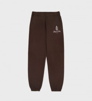 Men's Sporty And Rich Vendome Sweatpants Chocolate | D9mqo1UwMpH