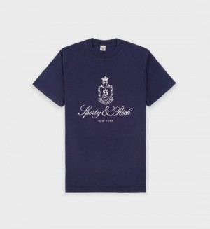 Men's Sporty And Rich Vendome T Shirts Navy | kJ0YUHfPdqm