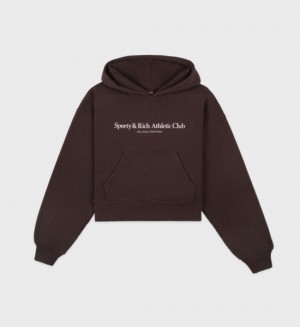 Women's Sporty And Rich Athletic Club Cropped Hoodie Chocolate | DTHECe1IVo1