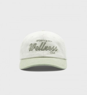 Women's Sporty And Rich Draft Corduroy Cap White / Olive | gm2hFFjnvmZ