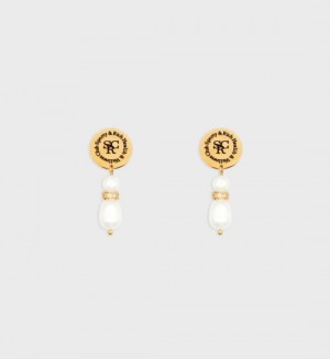 Women's Sporty And Rich Pearl Crystal Earrings Jewelry White | YIO0AuDO7UC