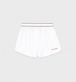 Women's Sporty And Rich Serif Logo Active Shorts White / Light Red | IQcKaQqm18X