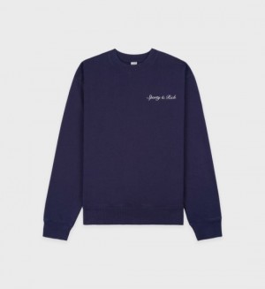 Women's Sporty And Rich Syracuse Crewneck Sweatshirts Navy / White | o0M8RDJeyAY