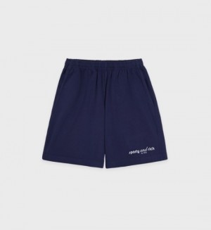 Women's Sporty And Rich Tank Gym Shorts Navy | afrKUCoUbd3