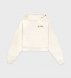 Women's Sporty And Rich Upper East Side Cropped Hoodie Cream | Ns235V3ZwUz