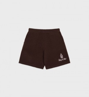 Women's Sporty And Rich Vendome Cashmere Shorts Chocolate / White | rf82m84r74A