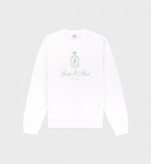 Women's Sporty And Rich Vendome Crewneck Sweatshirts White / Olive | swPUWIXQbmx