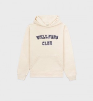 Women's Sporty And Rich Wellness Club Flocked Hoodie Cream | ZLeONj5koLn