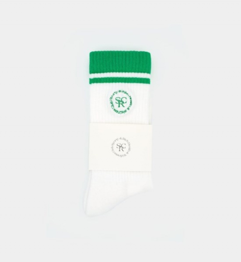 Men's Sporty And Rich SRHWC Embroidered Socks White | m5E9TATQU3J