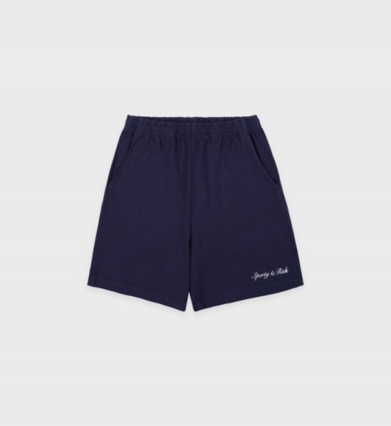 Men\'s Sporty And Rich Syracuse Gym Shorts Navy / White | cM0Cl28ww4k