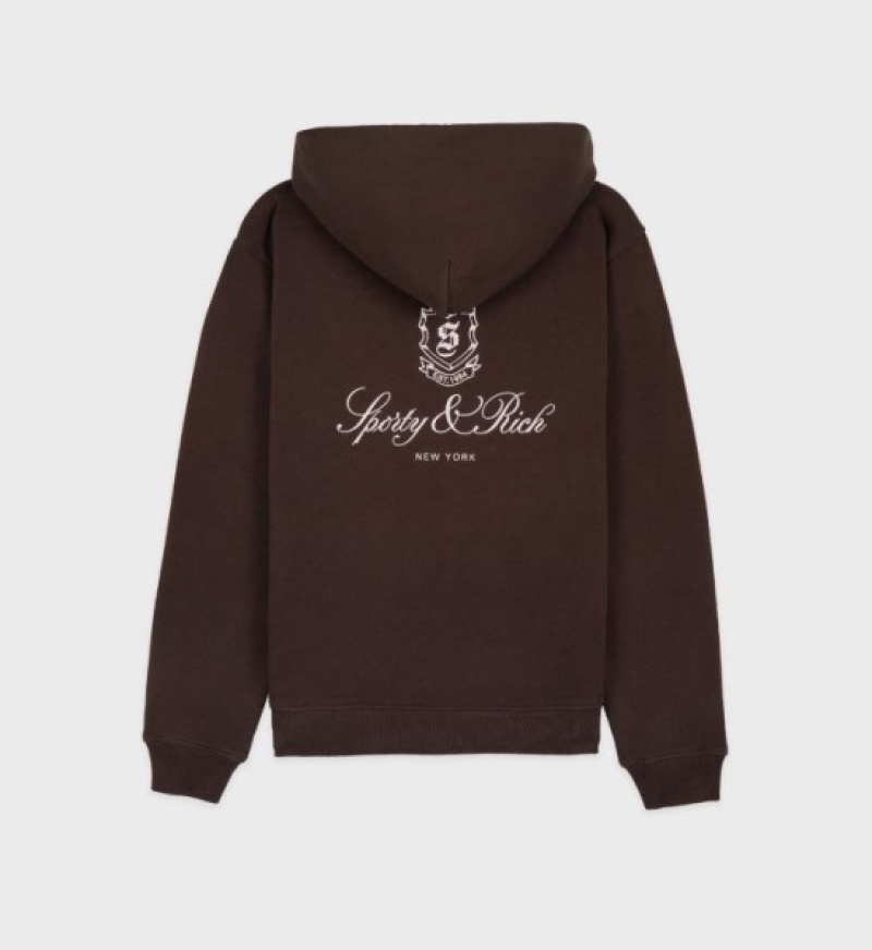 Men's Sporty And Rich Vendome Hoodie Chocolate | A6nIzaHvwbf