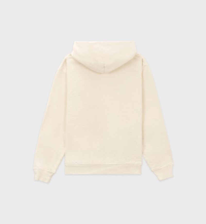 Men's Sporty And Rich Wellness Club Flocked Hoodie Cream | FiV1qvDXF1d