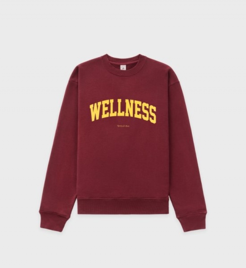 Men\'s Sporty And Rich Wellness Ivy Crewneck Sweatshirts Burgundy | gYX6zxIg5Wb