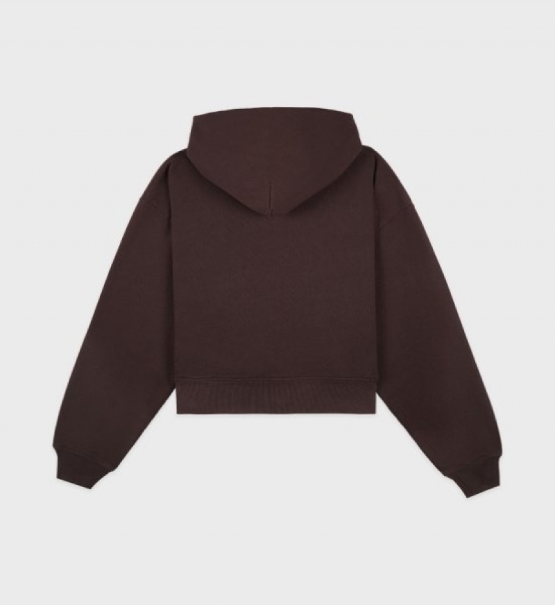 Women's Sporty And Rich Athletic Club Cropped Hoodie Chocolate | DTHECe1IVo1