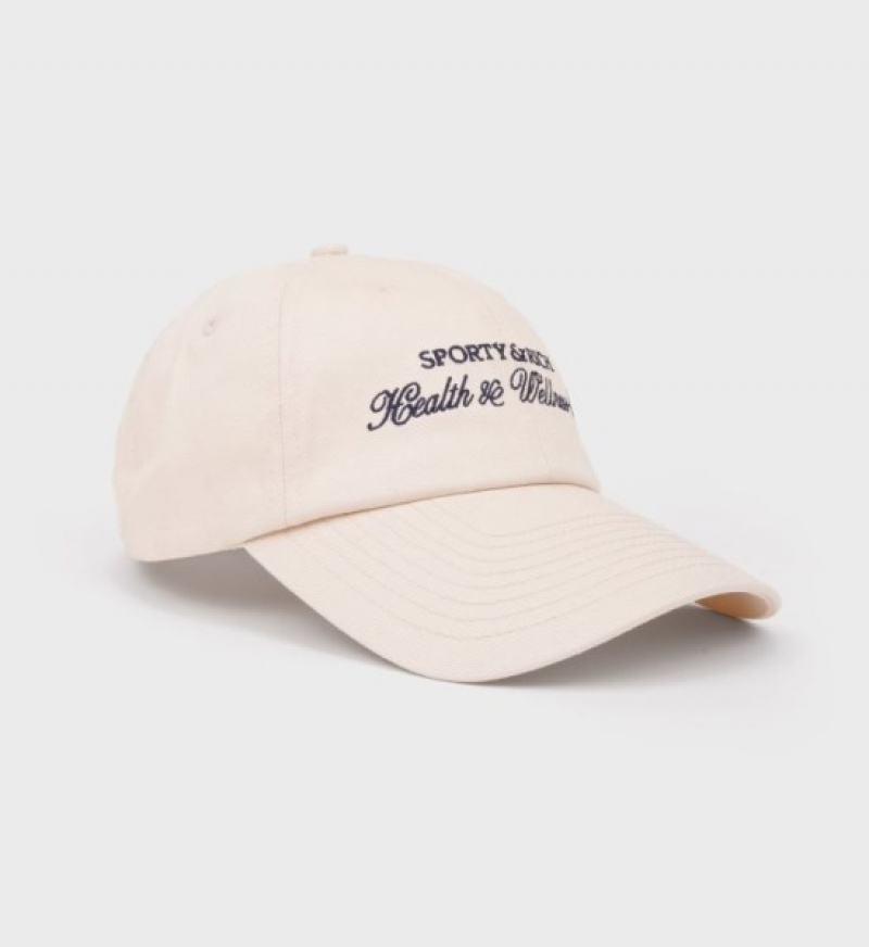 Women's Sporty And Rich H&W Club Embroidered Cap Cream / Navy | oiIUu0jzygr