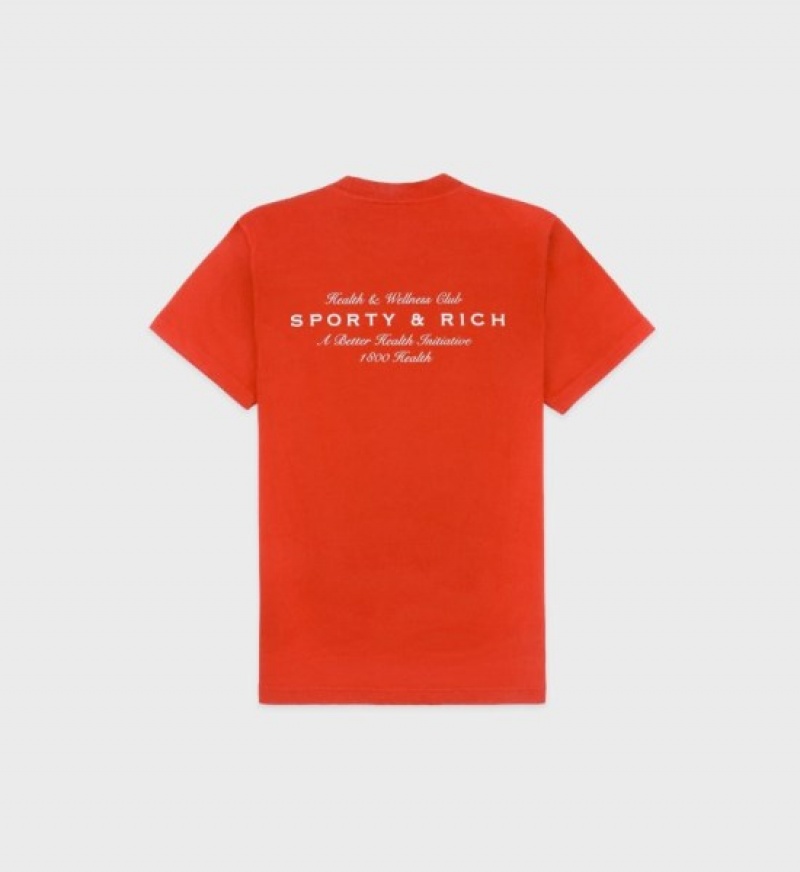 Women's Sporty And Rich Health Initiative T Shirts Red / White | S2ZZJHSCLvN