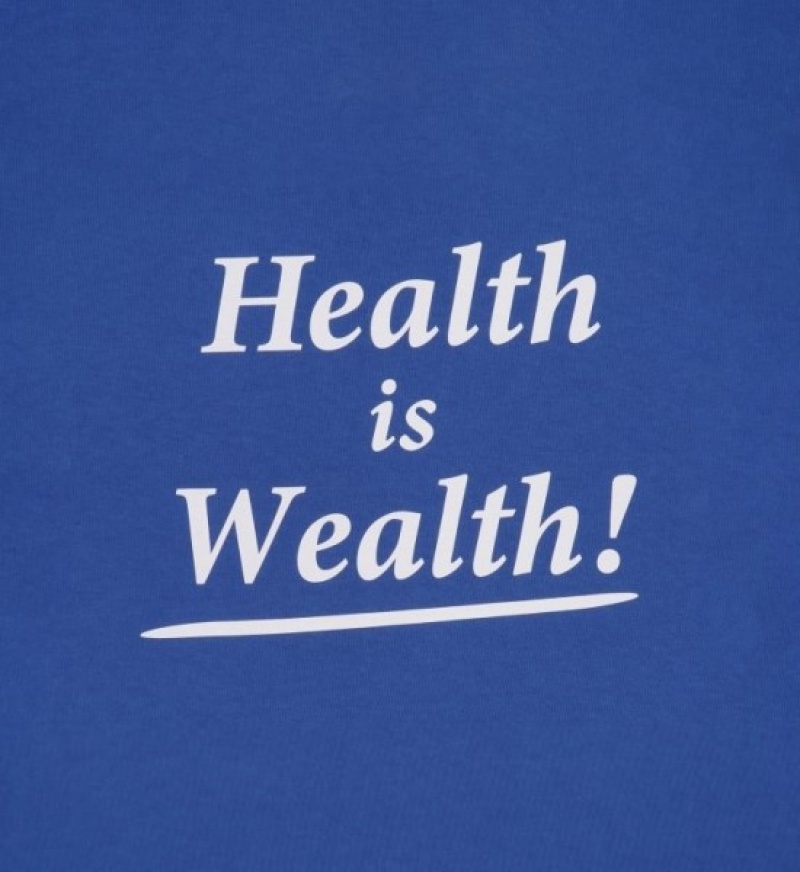 Women's Sporty And Rich Health Is Wealth T Shirts Blue | 276haJSbVlA