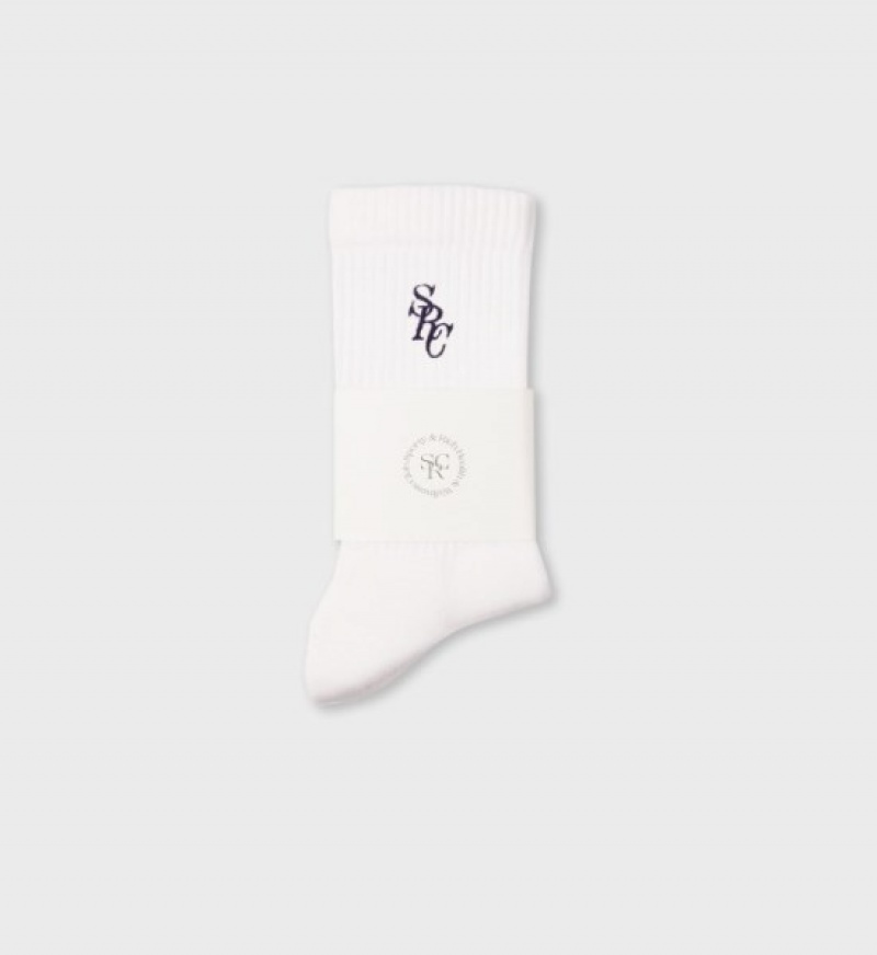 Women's Sporty And Rich SRC Socks White / Navy | rrEc2RycoHv