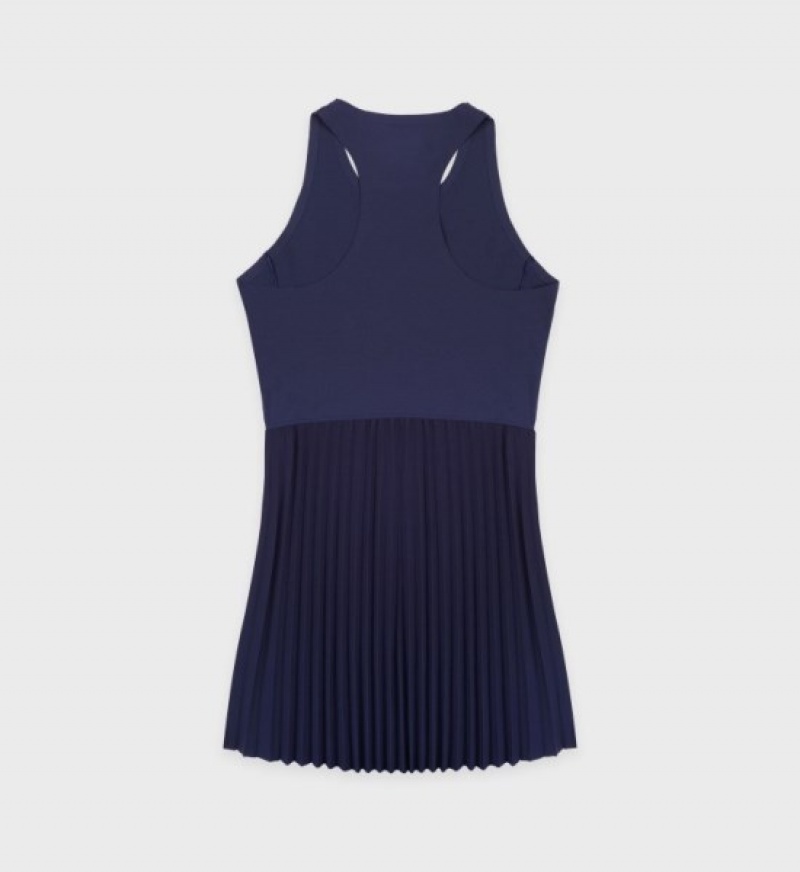 Women's Sporty And Rich SRC Tennis Dress Navy / White | qR0pukqRM6e