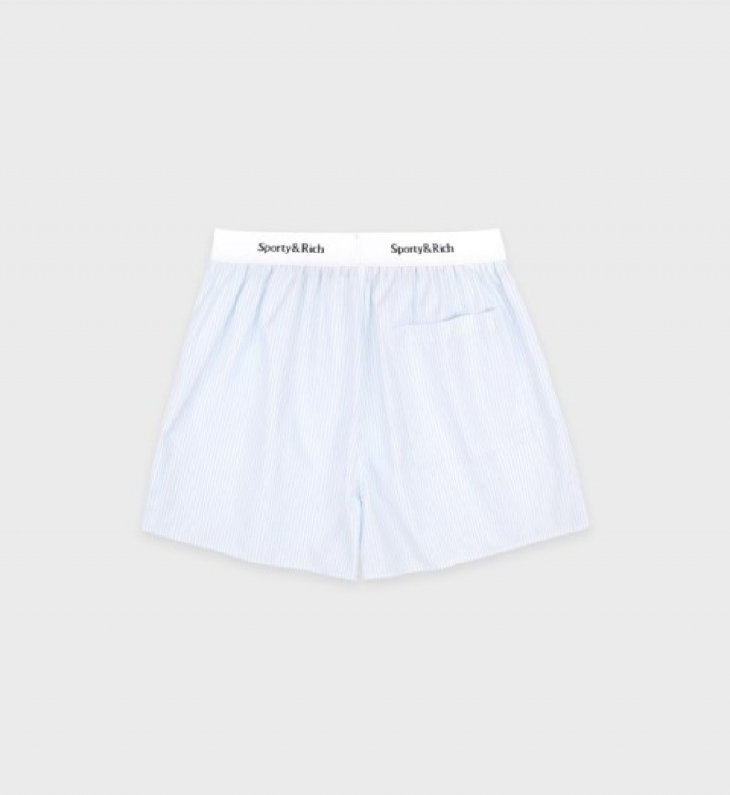 Women's Sporty And Rich Serif Logo Boxer Shorts Blue | bZ5x2mcI2nM