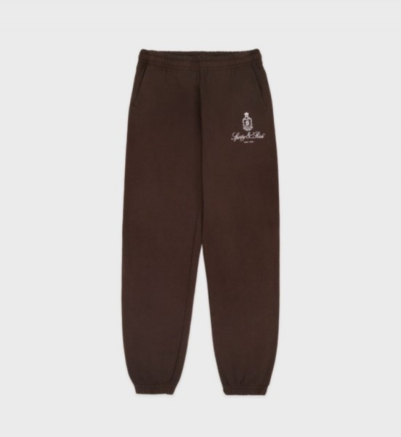 Women\'s Sporty And Rich Vendome Sweatpants Chocolate | qZgDfaqeZSp