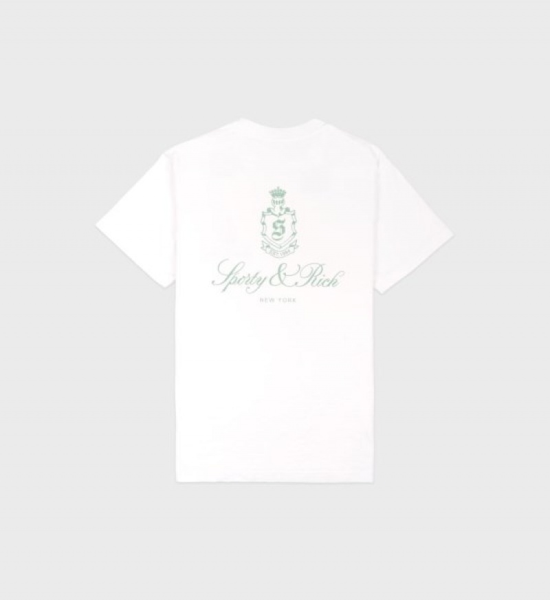 Women's Sporty And Rich Vendome T Shirts White / Olive | KfWwH7NQaTA