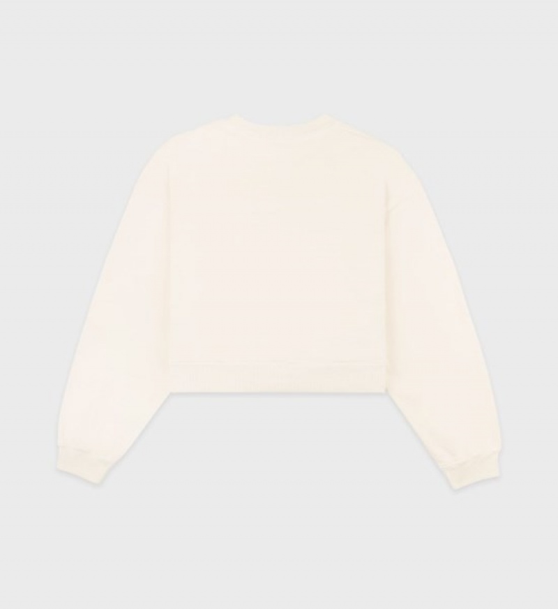 Women's Sporty And Rich Wellness Ivy Cropped Crewneck Sweatshirts Cream / Navy | VQllF9DBJ8o