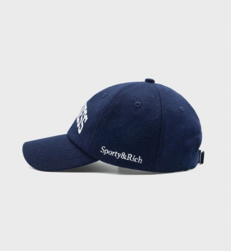 Women's Sporty And Rich Wellness Ivy Wool Cap Navy | FWi1hyMqVbt